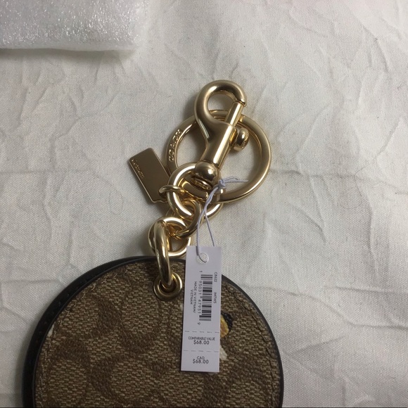 πNWT COACH Bumble Bee Signature Mirror Bag Tote Charm Key Chain MFSRP68. C8622. - Picture 11 of 15